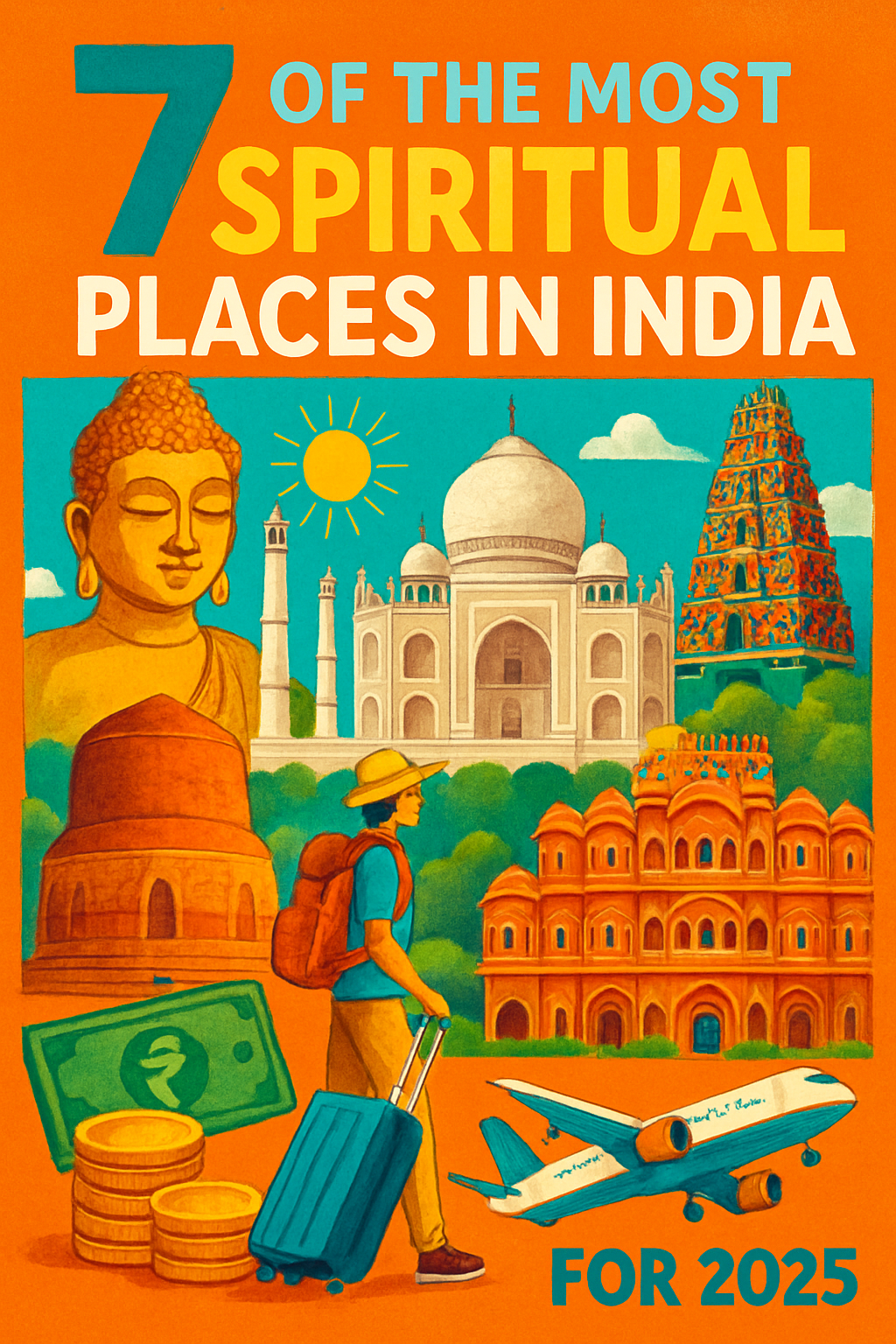 “Monk meditating at a sacred Indian temple during sunrise – Spiritual Destinations India 2025”